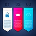 Set Lock and heart, Smiling lips and Gender. Business infographic template. Vector