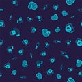 Set Lock, Mobile with closed padlock, Fingerprint and Key on seamless pattern. Vector