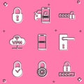 Set Lock, Smart car security system, Password protection, VPN Network cloud connection, Mobile and password and Door Royalty Free Stock Photo