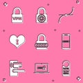 Set Lock VPN, Safe combination lock wheel, Bezier curve, Heart with keyhole, Password protection and Mobile and password