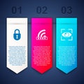 Set Lock, Wifi locked and Eye scan. Business infographic template. Vector