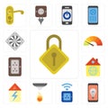 Set of Locking, Mobile, Socket, Sensor, Home, Plug, Meter, Cooler, editable icon pack