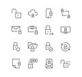 Set of locks and related icons, locked folder, locked phone, change password, cloud, file . Royalty Free Stock Photo