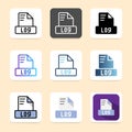 Set of log file format icons for document, file type and interface design needs