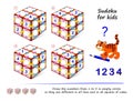 Set of logic 3D Sudoku puzzle games for children. Draw numbers from 1 to 4 in empty circles so they are different. Royalty Free Stock Photo