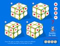 Set of logic 3D Sudoku puzzle games for kids. Draw the signs in empty circles so they are different in all lines and in all faces