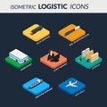 Set of logistics icons. Infographics of the chain of delivery. Royalty Free Stock Photo