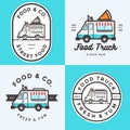 Set of logo, badges, banners, emblem for food truck festival. Fast food delivery. Royalty Free Stock Photo