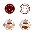 Set of logo for confectionery, coffee shop, tea room, chocolate cafe. Royalty Free Stock Photo