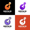 Set Logo design abstract repair vector template. Illustration design of logotype business spanner symbol. Vector web work tool