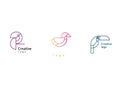 Set logo design geometric bright birds Royalty Free Stock Photo