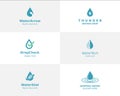 Set logo. drop arrow logo, thunder drop logo, drop check logo, drop tech logo, stat drop logo and dripping water logo template