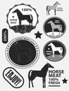 Set of logo horse meat, horseflesh, labels and badges. Royalty Free Stock Photo