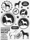 Set of logo horse meat, horseflesh, labels and badges. Royalty Free Stock Photo