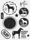 Set of logo horse meat, horseflesh, labels and badges. Vector Royalty Free Stock Photo