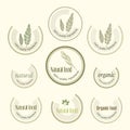 Set logo for organically grown food, vector