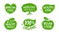 Set of logo, stamp, label for natural product, farm, organic. Food concept vector illustration Royalty Free Stock Photo