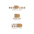 Set of logo for wooden works with logs of wood, isolated on white background. For wood craftsman, carpentry service and