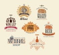 Set of logos for alcoholic drinks in vintage style