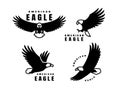 Set of logos. American eagle in flight. Vector illustration.