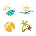 Set logos beach summer Royalty Free Stock Photo