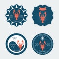 Set of logos. Cancer. Seafood. Emblem or symbol. Illustration.