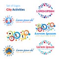 Set of logos city activities. Rest in a city, urban life.