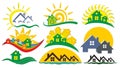 Set of logos of the cottage settlement,