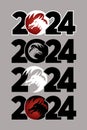 Set of logos 2024 with dragons. Icon with the symbol of the year. Simple, modern, and concise design