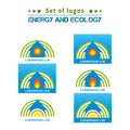 Set of logos about energy and ecology, heating homes. EPS,JPG. Royalty Free Stock Photo