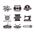 Set of logos for handmade shops. Tailor salon advertisement logotypes.