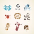 Set of logos on the theme of food and drink Royalty Free Stock Photo