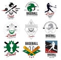 A set of logos, labels and design elements of baseball.