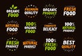 Set of logos, labels, stamps, icons for natural product, organic food, farm Royalty Free Stock Photo