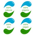 Set of logos is a natural product, vegetarian, eco, organic