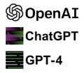 Set of logos OpenAI artificial intelligence systems, such as: ChatGPT and GPT-4. OpenAI is American artificial