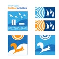 Set of logos Outdoor Activities. Summer rest, outdoor recreation.