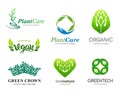 Set of logos. Plant care, eco, organic. Healthy eating and a healthy lifestyle