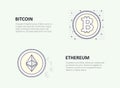 A set of logos of popular crypto currency.