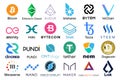 Set of logos popular cryptocurrencies