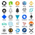 Set of logos popular cryptocurrencies