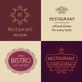 Set of logos for restaurants, bars, cafes, bistros.
