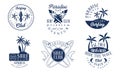 Set of logos for the surf club. Vector illustration on a white background. Royalty Free Stock Photo