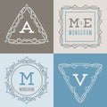 Set of logos templates in mono line style.