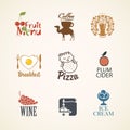 Set of logos on the theme of food and drink Royalty Free Stock Photo