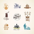 Set of logos on the theme of food and drink Royalty Free Stock Photo