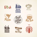 Set of logos on the theme of food and drink Royalty Free Stock Photo