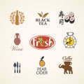 Set of logos on the theme of food and drink Royalty Free Stock Photo