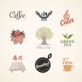 Set of logos on the theme of food and drink Royalty Free Stock Photo