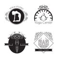 Set of logos for yoga studio or meditation class. Modern fitness badges collection made in vector.